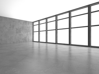 Dark concrete empty room. Modern architecture design