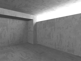 Dark concrete empty room. Modern architecture design