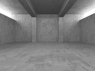 Dark concrete empty room. Modern architecture design