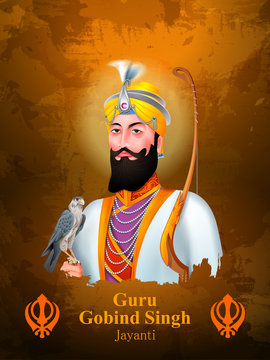 easy to edit vector illustration of Happy Guru Gobind Singh Jayanti religious festival celebration of Sikh in Punjab India