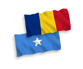 Flags of Romania and Somalia on a white background