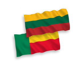 Flags of Lithuania and Benin on a white background