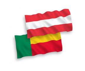 Flags of Austria and Benin on a white background