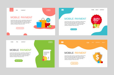online payment online concept. Internet payments, protection money transfer, online bank vector illustration. Landing page template.