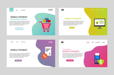 Concept Online and mobile payments for web page, social media, documents, cards, posters. Landing page template. Easy to edit and customize. Vector illustration