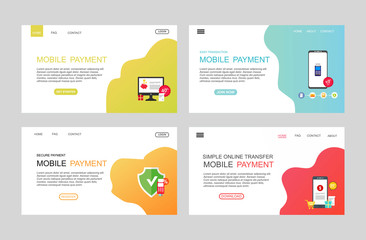 Obraz na płótnie Canvas Concept Online and mobile payments for web page, social media, documents, cards, posters. Landing page template. Easy to edit and customize. Vector illustration