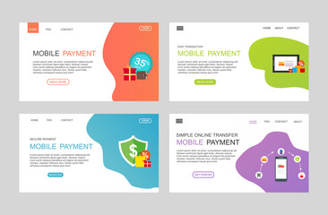 Concept Online and mobile payments for web page, social media, documents, cards, posters. Landing page template. Easy to edit and customize. Vector illustration