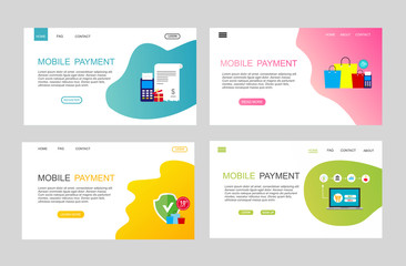 online payment online concept. Internet payments, protection money transfer, online bank vector illustration. Landing page template.