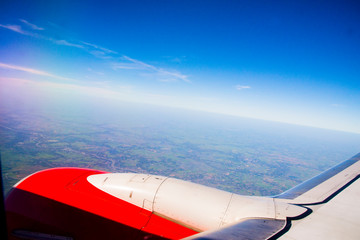 Plane. View from above In passenger plane