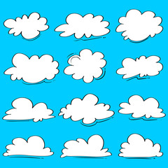 Doodle set of Hand Drawn Clouds. vector illustration.