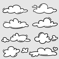 Fototapeta premium Doodle set of Hand Drawn Clouds. vector illustration.