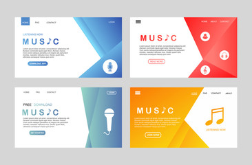 Modern flat design concept of music app for website and mobile website. Landing page template. Easy to edit and customize. Vector illustration