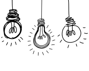 doodle Light bulb idea , hand drawn , icon cartoon isolated on white background. © Kebon doodle