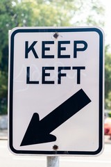 Keep Left signpost. Do not turn right.