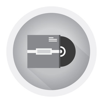Compact disc - music icon, dvd or cd storage. Black and white icon