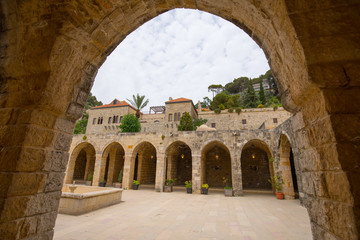 Fototapeta na wymiar The headquarters of the French Institute in the village of Deir al-Qamar in Mount Lebanon. Deir al-Qamar, Lebanon - June, 2019