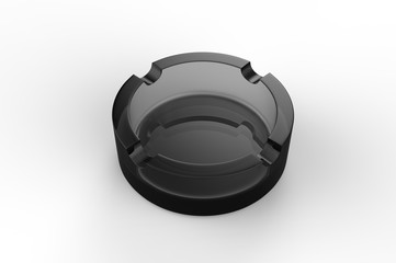 Blank ashtray and vintage lighter gift box for branding, 3d render illustration.