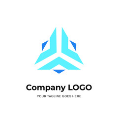 Obraz premium blue triangle logo for company and business