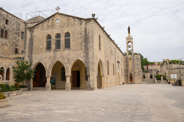 Fototapeta na wymiar The Maronite Church of Our Lady of the Hill in the village of Deir al-Qamar in Mount Lebanon. Deir al-Qamar, Lebanon - June, 2019