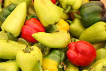 colorful bell peppers in market