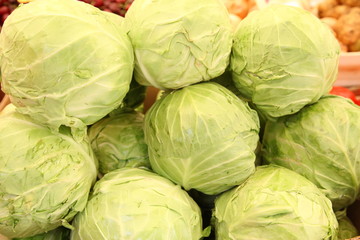 Pile of cabbages in the market