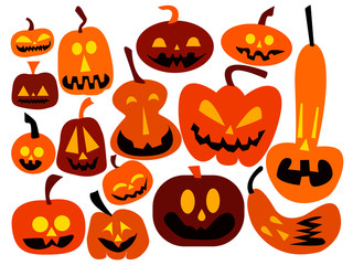 Set of fifteen pumpkins. Each pumpkin on a separate layer. You can animate.