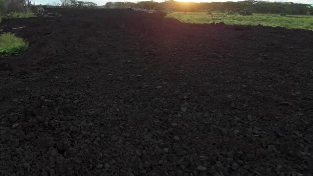 lava river dolly backward aerial in puna Hawaii