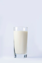A glass of milk or a glass of soy milk isolated on a white background
