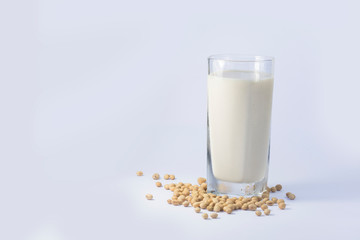 Soy and soy milk on a white background