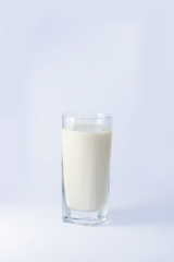 A glass of milk or a glass of soy milk isolated on a white background