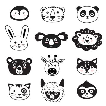 Scandinavian style animals for kids and baby t-shirts and wear, nursery posters for baby room, greeting cards etc
