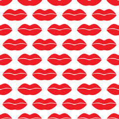 Cute fun red vector lips kiss seamless pattern