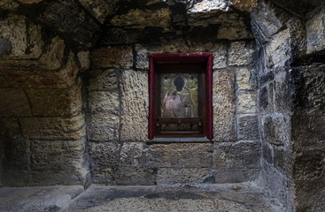 Fototapeta na wymiar The interior of the St. Nicholas church dungeon in Bayt Jala - a suburb of Bethlehem in Palestine