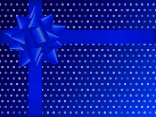 Background with blue bow. Vector stock illustration for poster or banner
