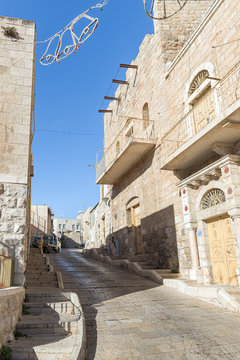 Quiet street in Bayt Jala, a suburb of Bethlehem. in Palestine