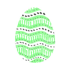 Hand drawn Easter egg isolated on white background. Pattern of dots and lines. Hello spring. Design element