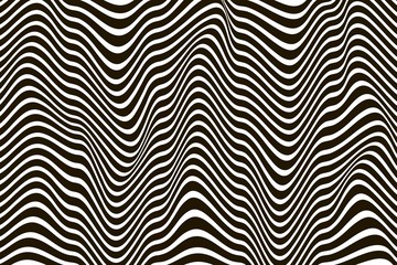 Black and white abstract background. Surrealistic drawing. Black wavy line pattern vector illustration