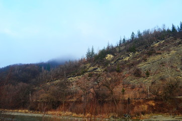 Mountain river water landscape. Wild river in mountains