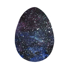 Watercolor abstract space cosmos peace in egg. Easter elements, backgrounds and textures. Isolated, hand drawn