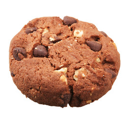Close-Up Of Chocolate Chip Cookie Isolated On White Background
