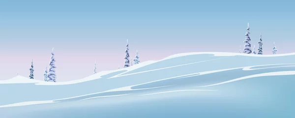 Foto op Plexiglas Winter landscape with spruce. Vector winter illustration. Spruce in the snow, snow drifts © lavrentyeva