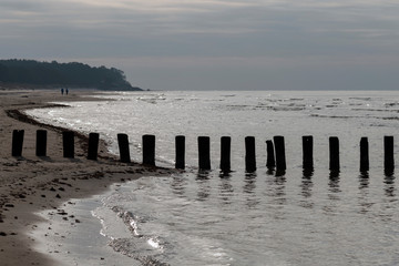 Fototapeta premium Fishing boat pier at Baltic sea coast.