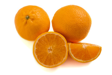 Oranges isolated on a white background. Fresh citrus fruits.