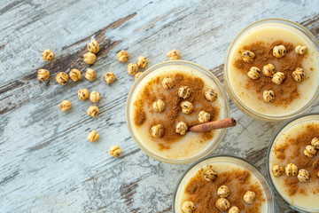 Boza or Bosa, traditional Turkish drink with roasted chickpea 