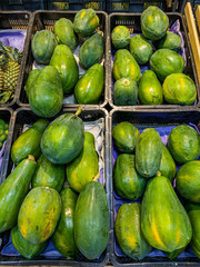 Fresh papaya for sale at the fruit store