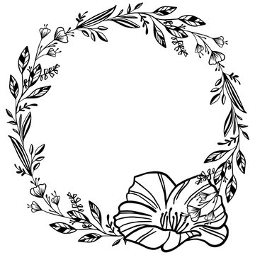 recommend clip art: Black and white hand drawing tropical laurel wreath