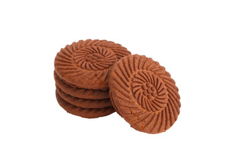 Handmade chocolate cookies made from Shortcrust pastry, isolated
