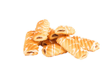 Handmade cookies with fruit jam, isolated