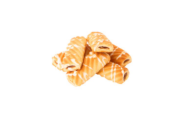 Handmade cookies with fruit jam, isolated