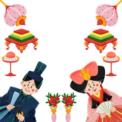 ひな祭りお雛様とお内裏様のひな人形